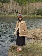 Women Shearing Mustang Outer - Khaki