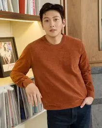 오렌지 소프트터치 라운드 니트