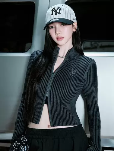 [카리나 PICK]여성 베이직 빈티지 립 집업 가디건 뉴욕양키스