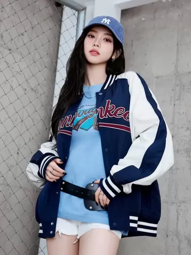 [카리나 PICK]나일론 블로킹 컬시브 바시티 자켓 뉴욕양키스