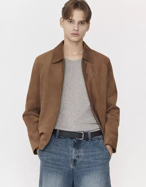 NEW 남자 신세틱 스웨이드 자켓