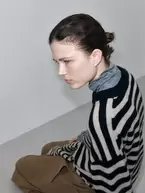[Essential] Women Cashmere Blended Stripe Knit - Beige