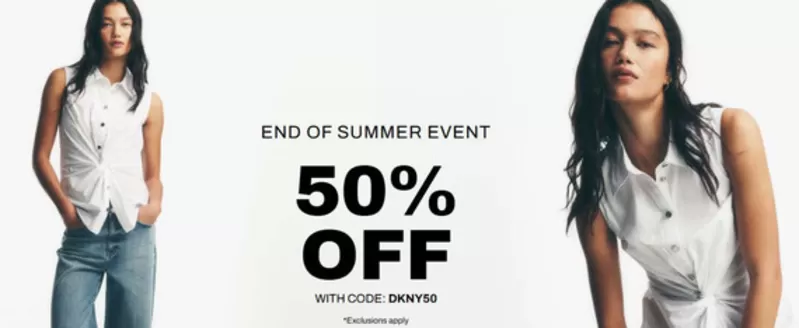DKNY 카탈로그 | End Of Summer Event 50% Off | 2026-08-20T00:00:00.000Z - 2026-08-27T00:00:00.000Z