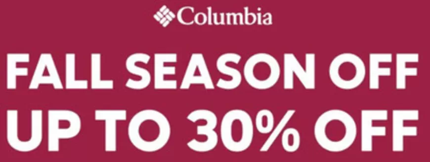 컬럼비아 카탈로그 | Fall Season Off 30% Off | 2026-10-15T00:00:00.000Z - 2026-10-23T00:00:00.000Z