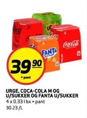 Coca Cola - URGE, COCA-COLA M OG U/SUKKER OG FANTA U/SUKKER