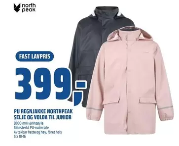 Fast - PU REGNJAKKE NORTHPEAK SELJE OG VOLDA TIL JUNIOR