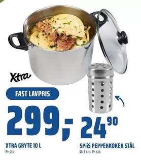 Fast - XTRA GRYTE 10 L, SPIIS PEPPERKOKER STÅL