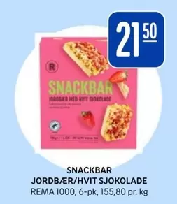 SNACKBAR JORDBÆR/HVIT SJOKOLADE