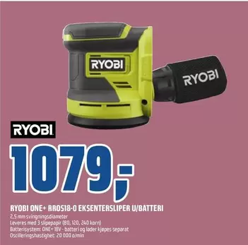 Ryobi - RROS18-0 EKSENTERSLIPER U/BATTERI