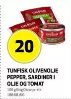 TUNFISK OLIVENOLJE PEPPER, SARDINER I OLJE OG TOMAT
