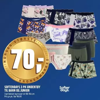 Barn - 3 PK UNDERTØY TIL BARN OG JUNIOR