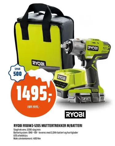 Ryobi - AI8IW3-120S MUTTERTREKKER M/BATTERI