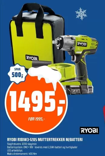 Ryobi - RIBIW3-1205 MUTTERTREKKER M/BATTERI