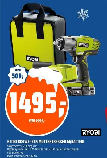 Ryobi - R18IW3-120S MUTTERTREKKER M/BATTERI