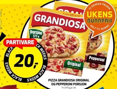 Grandiosa - PIZZA GRANDIOSA ORIGINAL OG PEPPERONI PORSJON