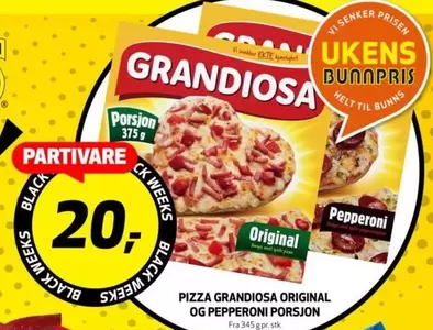 Grandiosa - PIZZA GRANDIOSA ORIGINAL OG PEPPERONI PORSJON