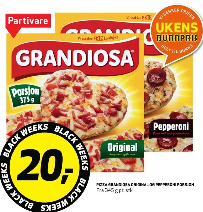 Grandiosa - PIZZA GRANDIOSA ORIGINAL OG PEPPERONI PORSJON