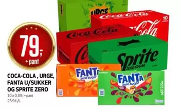 Coca Cola - URGE, FANTA U/SUKKER OG SPRITE ZERO