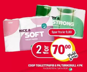 Nice - TOALETTPAPIR 6 PK/TØRKERULL 4 PK
