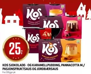 SJOKOLADE- OG KARAMELLPUDDING, PANNACOTTA M./ PASJONSFRUKTSAUS OG JORDBÆRSAUS