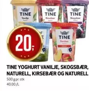 YOGHURT VANILJE, SKOGSBÆR, NATURELL, KIRSEBÆR OG NATURELL