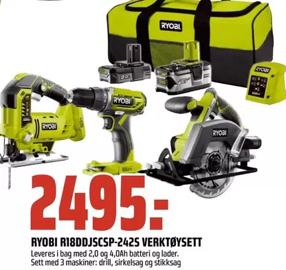 Ryobi - R18DDJSCSP-2425 VERKTØYSETT