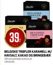 BELGISKE TRØFLER KARAMELL M/ HAVSALT, KAKAO OG BRINGEBÆR