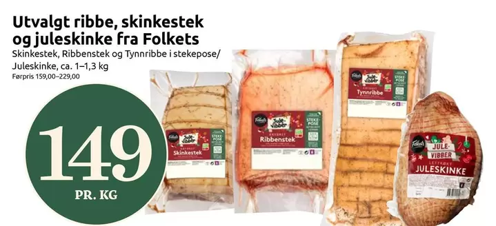 ribbe, skinkestek og juleskinke