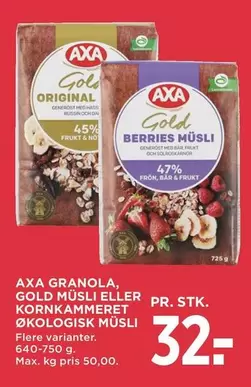 Granola - GRANOLA, GOLD MÜSLI ELLER KORNKAMMERET ØKOLOGISK MÜSLI