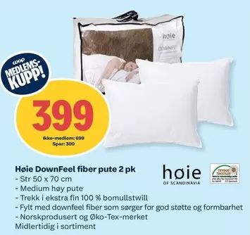 Fiber - DownFeel fiber pute 2 pk