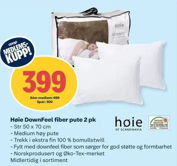 Fiber - DownFeel fiber pute 2 pk