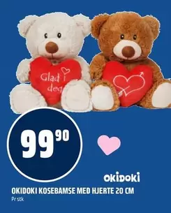 OKIDOKI KOSEBAMSE MED HJERTE 20 CM