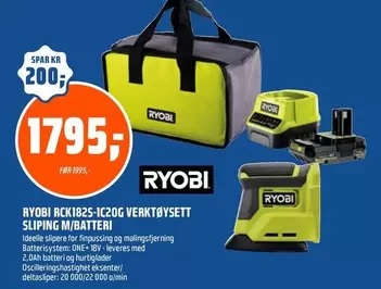 Ryobi - RCK182S-1C2OG VERKTØYSETT SLIPING M/BATTERI