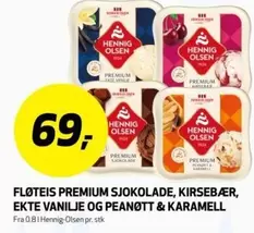 PREMIUM SJOKOLADE, KIRSEBÆR, EKTE VANILJE OG PEANØTT & KARAMELL