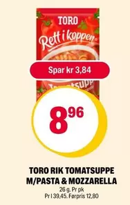 Mozzarella - RIK TOMATSUPPE M/PASTA & MOZZARELLA