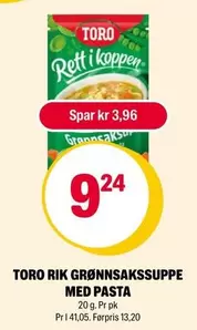 RIK GRØNNSAKSSUPPE MED PASTA