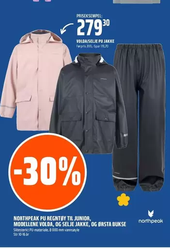 PU REGNTØY TIL JUNIOR, MODELLENE VOLDA, OG SELJE JAKKE, OG ØRSTA BUKSE