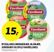 BYGGLUNSJ BRINGEBÆR, BLÅBÆR, JORDBÆR OG EPLE HAVRELUNSJ
