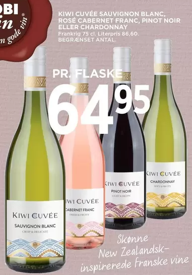 KIWI CUVÉE SAUVIGNON BLANC, ROSE CABERNET FRANC, PINOT NOIR ELLER CHARDONNAY