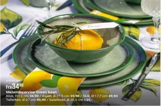 Melaminservise Green bean