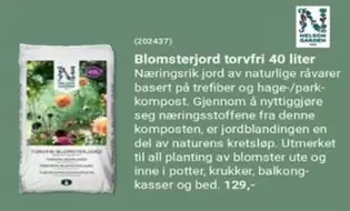 Blomsterjord torvfri 40 liter (202437)