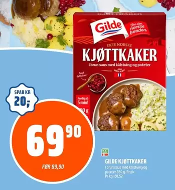 KJØTTKAKER I brun saus med kålrotstuing og poteter