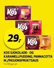 KOS SJOKOLADE- OG KARAMELLPUDDING, PANNACOTTA M./PASJONSFRUKTSAUS