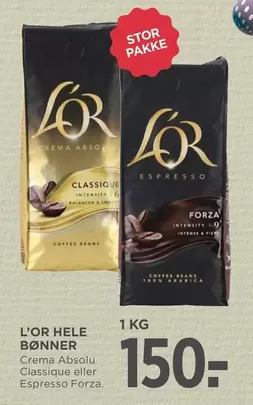 HELE BØNNER Crema Absolu Classique eller Espresso Forza