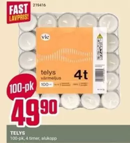 Fast - TELYS Värmeljus 4t