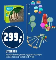 UTELEKER Mountain stepping stones, ryggsekk m/utespill, kubb, pole tennis, kroketts sett