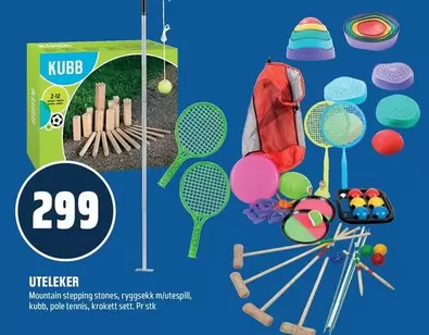 UTELEKER Mountain stepping stones, ryggsekk m/utspill, kubb, pole tennis, krokket sett