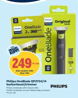Philips - OneBlade QP2724/14 barberhøvl/trimmer