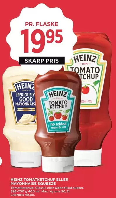 No - HEINZ TOMATOKETCHUP ELLER MAYONAISE SQUEEZE