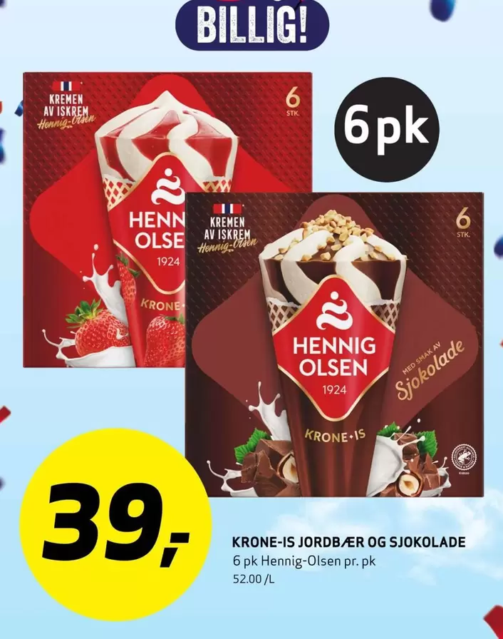 Krone-is Jordbær og Sjokolade